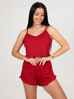 644 ПИЖАМА ЖЕНСКАЯ (шорты) (Бордовый) - А-дина фото 2