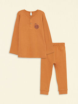 Bisiklet Yaka Uzun Kollu Bask?l? Erkek Bebek Pijama Tak?m