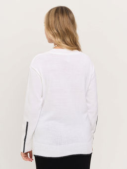 Джемпер женский 9252-94230. 501/9500 белый/чёрный/метонить сильвер