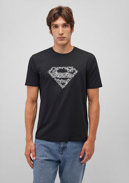 Superman Bask?l? Siyah Tisort - Mavi фото 3