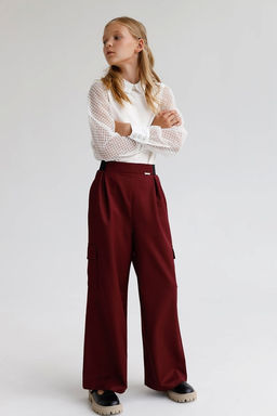 Бордовые брюки для девочки Mooriposh, модель 0426
