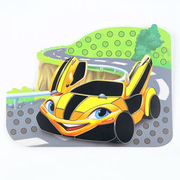 Цена за 2 шт. Аппликация стикерами форменная на магните Желтая тачка, набор для творчества, стикерная мозаика - Школа талантов фото 3