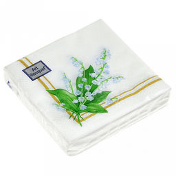 Салфетки бумажные "Art Bouquet" 20х20см, 2-х слойные, 30 штук в упаковке, 100% целлюлоза, "Ландыши" (Россия)