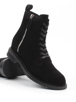 04-M3-1493 BLACK Ботинки зимние женские (натуральная замша, натуральный мех)