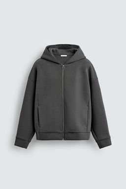 NEOPRENE-EFFECT PLEATED HOODIE - Zara фото 5