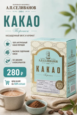 А.П. Селиванов. Какао 100 гр. карт.пачка РОССИЯ