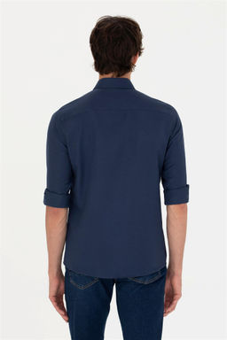 Мужская темно-синяя базовая рубашка с длинным рукавом Неожиданная скидка в корзине - U.s. polo assn фото 5