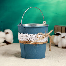Кашпо «Ведёрко Линдберг», 10×10×10 см, синее