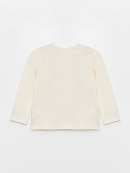 Bisiklet Yaka Uzun Kollu Bask?l? K?z Bebek Ti??rt