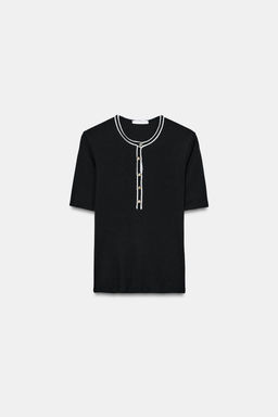 CONTRAST PIPING T-SHIRT - Zara фото 5