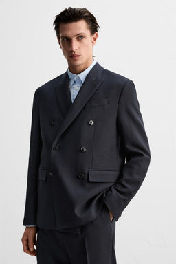 DOUBLE-BREASTED HERRINGBONE SUIT BLAZER - Zara фото 5