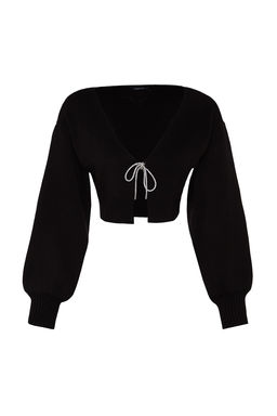 Siyah Super Crop Basic Fiyonklu Triko H?rka TWOAW24HI00315