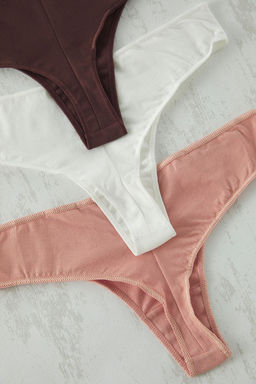 TRENDYOLMILLA Kahverengi-Cok Renkli 3lu Paket Micro Tanga Orme Kulot THMSS25KU00044  фото 3