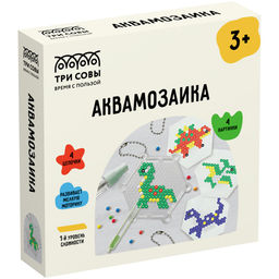 Набор для творчества "Аквамозаика. Динозавры" 4 картинки (AQB_54282, "ТРИ СОВЫ") в коробке