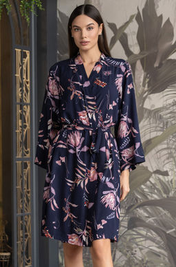 Короткий запашной халат Mia-Amore с