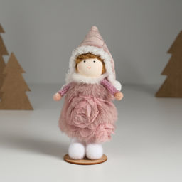 Кукла интерьерная Девочка в тёплом розовом платьишке 5,5х5,5х13,5 см