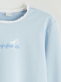 Bisiklet Yaka Bask?l? K?z ?ocuk Ti??rt