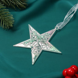 Цена за 4 шт. Ёлочная игрушка Зимнее волшебство. Звезда кружевная, 99 см, прозрачный перелив фото 6
