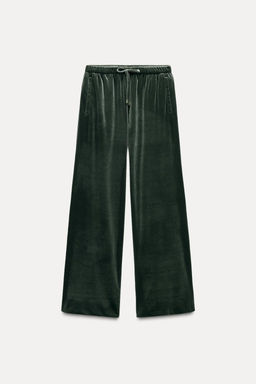 WIDE-LEG VELVET TROUSERS - Zara фото 4