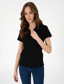 Siyah Slim Fit Basic Ti__rt