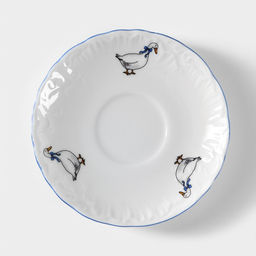 Блюдце Cmielow «Рококо. Гуси», d=12.5 см, фарфор, белое