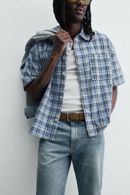 CAMISA BOXY FIT CUADROS / Azul - Zara фото 5