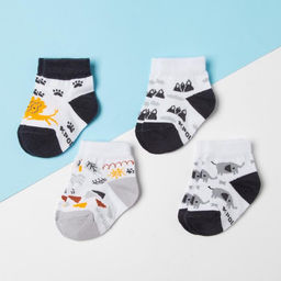 Носки для мальчика «Крошка Я. Сафари», набор 4 пары, белые, 8-10 см