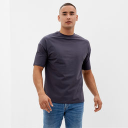 Футболка мужская из органического хлопка MINAKU OVERSIZE FIT: графит, р-р 44