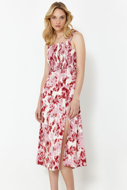 Gul Kurusu soyut Desenli A Kesim Gipe Detayl? Viskon Midi Dokuma Elbise TWOSS24EL00701 - Trendyolmilla фото 3