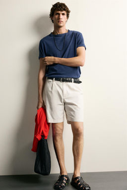 BERMUDA REGULAR FIT PLIEGUES / Piedra - Zara фото 5