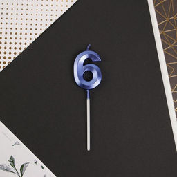 Свеча в торт цифра 6, синяя - Страна карнавалия фото 3