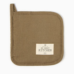 Цена за 2 шт. Прихватка «Этель» ECO, оливковая, 19×19 см, 70% хлопок, 30% лён, ватин 250 г/м²