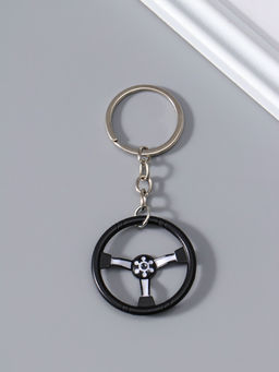 Цена за 3 шт. Брелок для ключей на кольце Cartage «Руль», чёрный с белым, 4×4×0.3 см