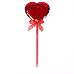 Цена за 12 шт. Ручка Сердечки, с пайетками, синие чернила, МИКС - Simaland фото 2