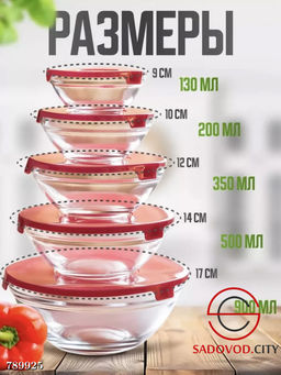 Набор салатников с крышкой 5 шт