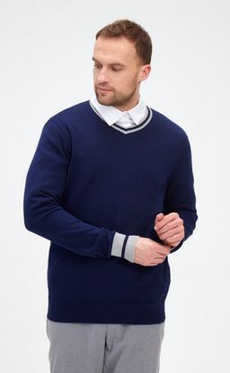 Пуловер F221-15-833 d.blue-grey melange