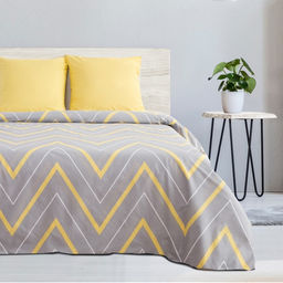 Постельное бельё Этель дуэт Жёлто-серые зигзаги 143х215- 2 шт, 240*220, 70х70-2 шт