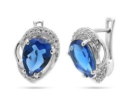Серьги из серебра танзанит выращ., Лучик