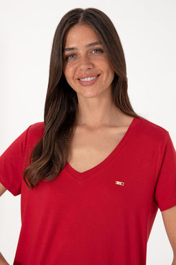 Kad_n K_rm_z_ Modal Kar___ml_ V Yaka Basic Ti__rt Sepette S_rpriz _ndirim - U.s. polo assn фото 2