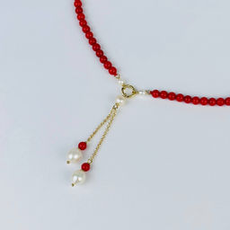 Колье из Коралла и Жемчуга 42 см +