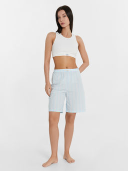 Шоры женские домашние голубые в полоску полоска на кристалле 132296