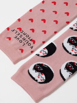 Цена за 2 пары. Носки Классические CONTE Хлопковые носки с рисунком Love yourself пепельно-розовый - Conte elegant фото 3