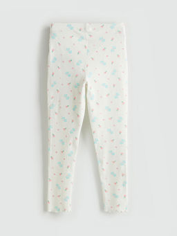 Beli Lastikli ?i?ek Desenli K?z ?ocuk Tayt