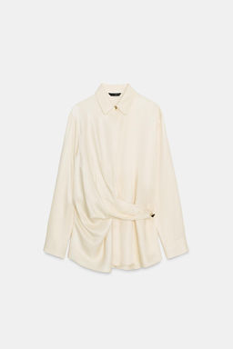 SATIN SHIRT WITH CROSSOVER DETAIL - Zara фото 6