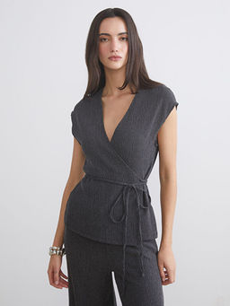 V Yaka Dokulu Kad?n Yelek