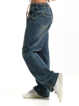 Джинсы для девочек прямого кроя 33-69031 синий - Mini maxi фото 3