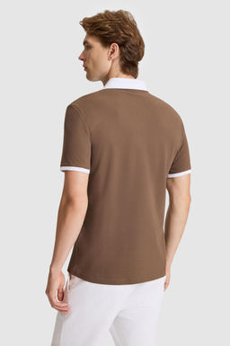 Erkek Kahverengi Regular Fit Polo Yaka Basic Ti__rt