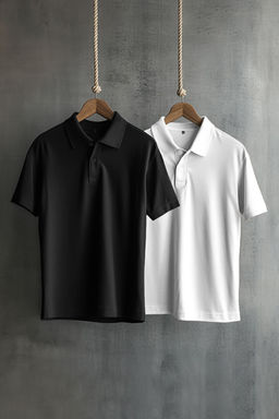 Siyah-Beyaz 2li Paket Regular/Normal Kesim Biyeli Hakim Yaka Polo Yaka T-shirt TMNSS25PO00022