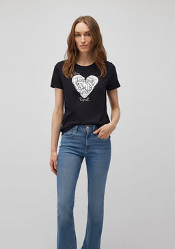 Bask?l? Siyah Tisort - Mavi фото 2