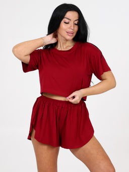 674 ПИЖАМА ЖЕНСКАЯ (шорты) (Бордо)